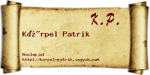 Körpel Patrik névjegykártya